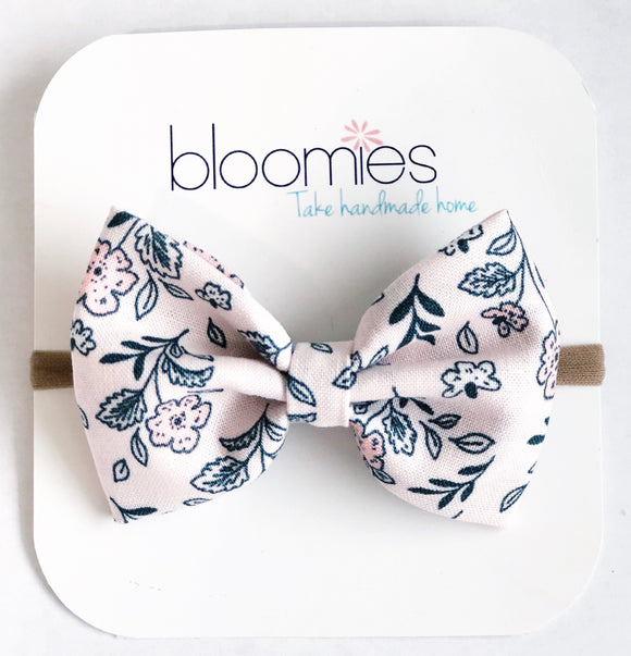 Blush Floral Fall Cotton Bow - Bloomies Handmade