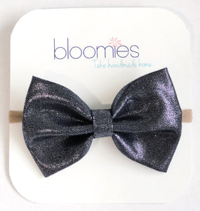 Black Metallic Fall Cotton Bow - Bloomies Handmade