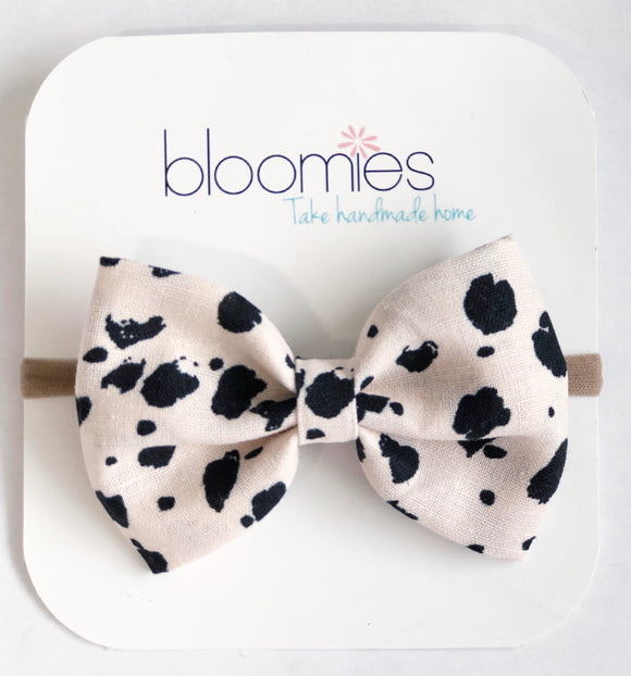 Blush Cheetah  Fall Cotton Bow - Bloomies Handmade