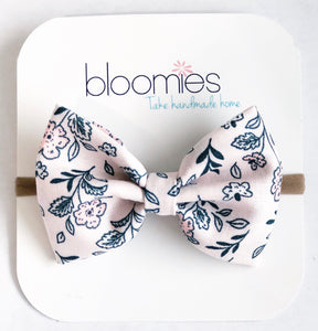 Blush Floral Fall Cotton Bow - Bloomies Handmade
