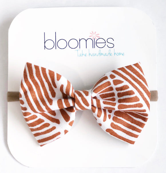 Cinnamon Stripes Fall Cotton Bow - Bloomies Handmade