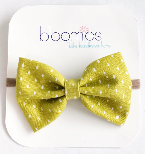 Mustard Stitch Fall Cotton Bow - Bloomies Handmade