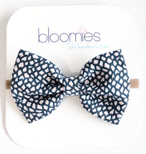 Navy Scales Fall Cotton Bow - Bloomies Handmade