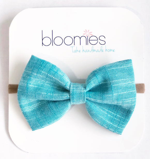 Peacock Chambray Fall Cotton Bow - Bloomies Handmade