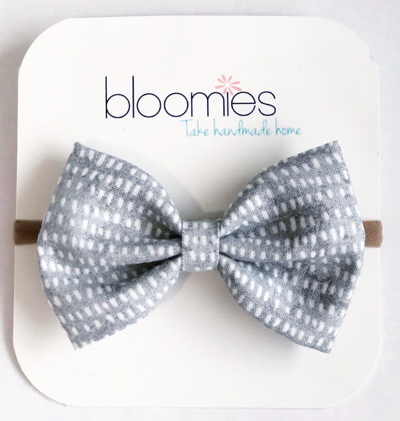 White Dash Fall Cotton Bow - Bloomies Handmade